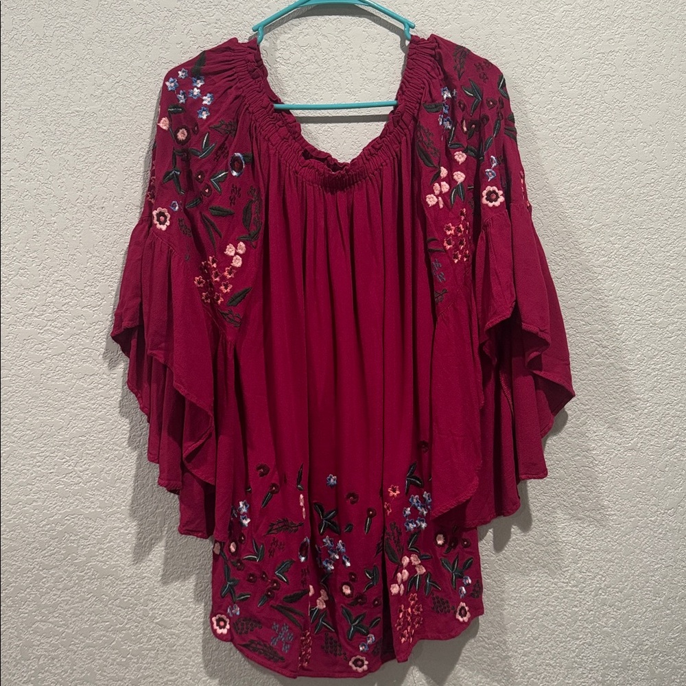 UMGEE Embroidered Hot Pink Top